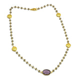 Brass Silver Plated Amethyst, Smoky Gemstone With Round Metal Finding Necklaces