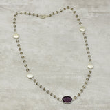 Brass Silver Plated Amethyst, Smoky Gemstone With Round Metal Finding Necklaces