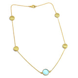 Brass Gold Plated Blue Glass Gemstone With Metal Finding Necklaces