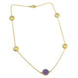 Brass Gold Plated Blue Glass Gemstone With Metal Finding Necklaces