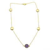 Brass Gold Plated Blue Glass Gemstone With Metal Finding Necklaces