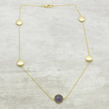 Brass Gold Plated Blue Glass Gemstone With Metal Finding Necklaces