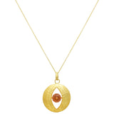 Brass Gold Plated Citrine Gemstone Pendant With Chain Necklaces