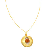 Brass Gold Plated Citrine Gemstone Pendant With Chain Necklaces