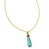 Brass Gold Plated Green Glass Gemstone Pendant Necklaces