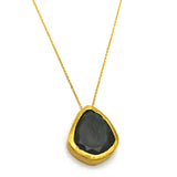 Brass Gold Plated Labradorite Gemstone Pendant Necklaces, Wholesale Jewelry