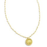 Brass Gold Plated Metal Ball With Pearl Gemstone Pendant Necklaces