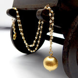 Brass Gold Plated Metal Ball With Pearl Gemstone Pendant Necklaces