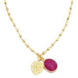 Durga Charm Necklaces With Pink Sapphire Gemstone Necklaces