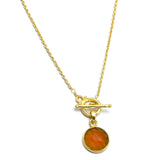 Brass Gold Plated Black Onyx Gemstone Pendant Necklaces