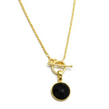 Brass Gold Plated Black Onyx Gemstone Pendant Necklaces