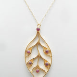 925 Sterling Silver Gold Plated Ruby Gemstone Pendant Necklaces, Wholesale jewelry