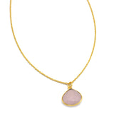 Brass 22k Gold Plated Rose Quartz and Rutile Gemstone Minimalist Necklaces