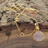 Brass 22k Gold Plated Rose Quartz and Rutile Gemstone Minimalist Necklaces