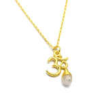 Carnelian, Moonstone with Reflected Bliss Om Necklace - La Vitá Jewels