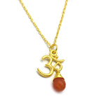 Carnelian, Moonstone with Reflected Bliss Om Necklace - La Vitá Jewels