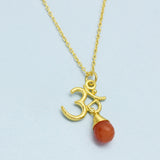 Carnelian, Moonstone with Reflected Bliss Om Necklace