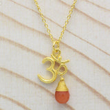 Carnelian, Moonstone with Reflected Bliss Om Necklace