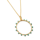 Brass Rose Gold Plated Turquoise Gemstone Pendant Necklaces