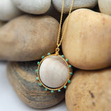 Rose  Turquoise Gemstone Pendant Necklaces