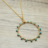 Brass Rose Gold Plated Turquoise Gemstone Pendant Necklaces