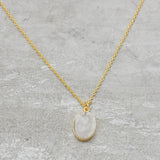 Brass 22k Gold Plated White Druzy Stone Necklaces, Wholesale jewelry