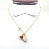 Brass Gold Plated Ruby, Druzy Gemstone Pendant Necklaces