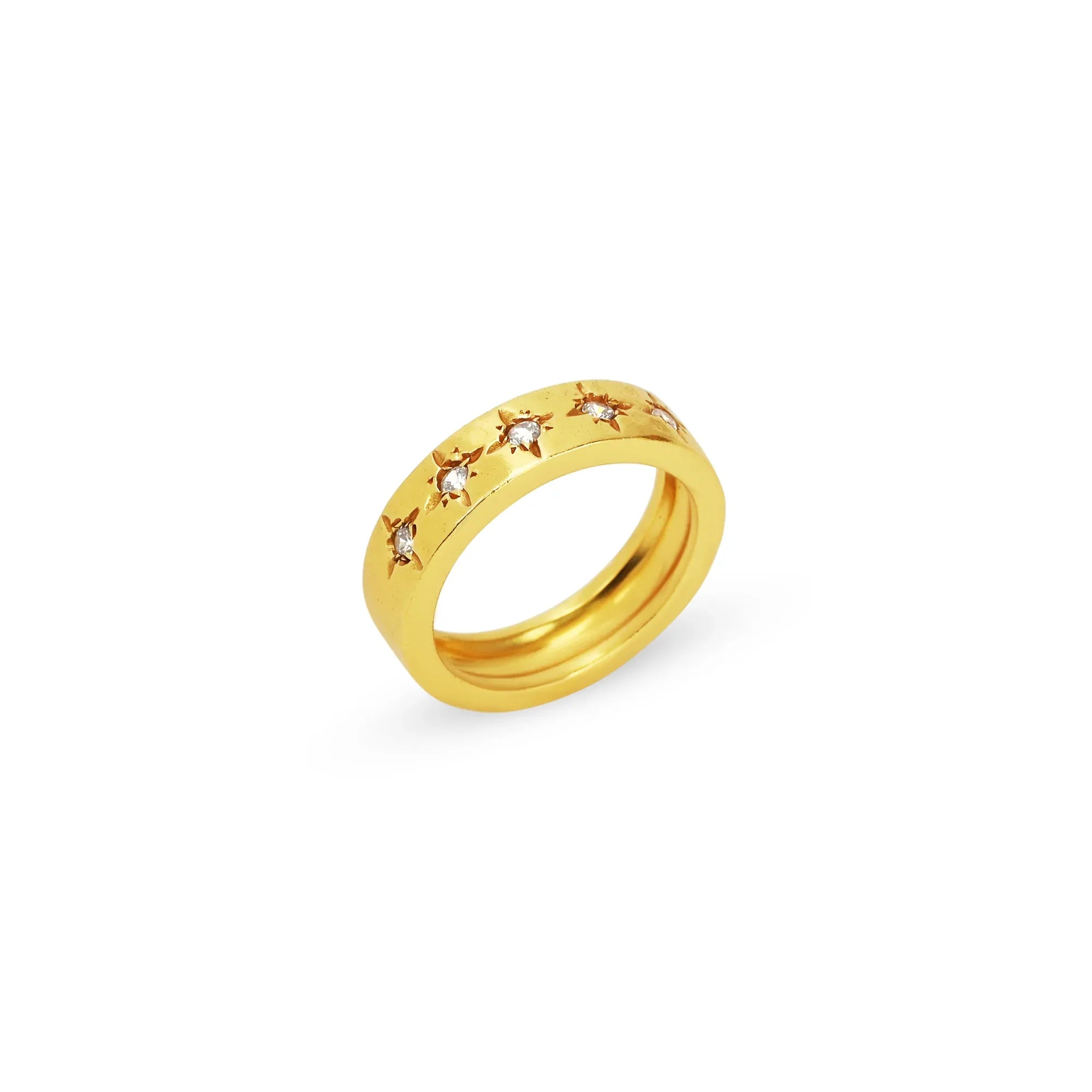 White CZ Half Eternity Band Ring - La Vitá Jewels