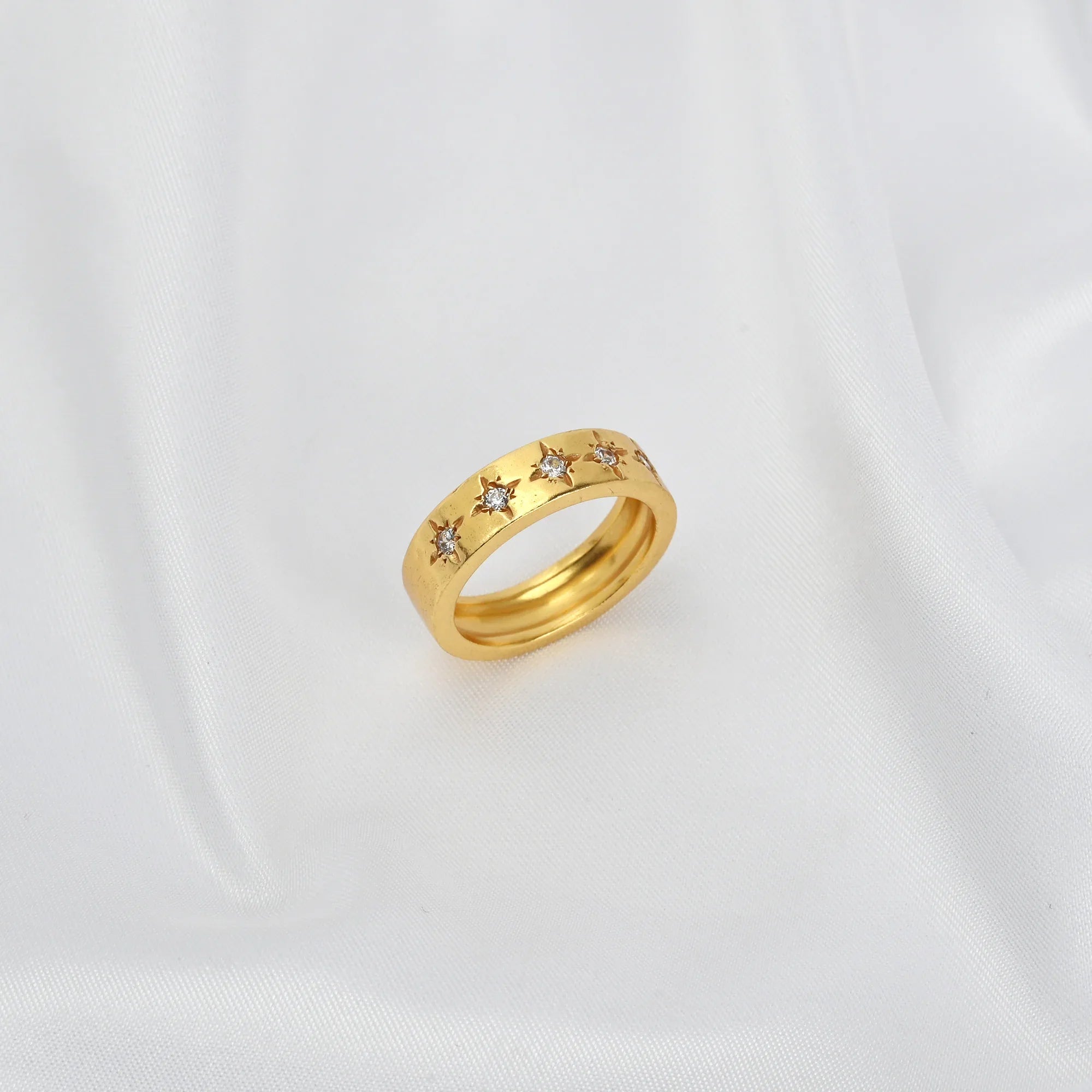 White CZ Half Eternity Band Ring - La Vitá Jewels