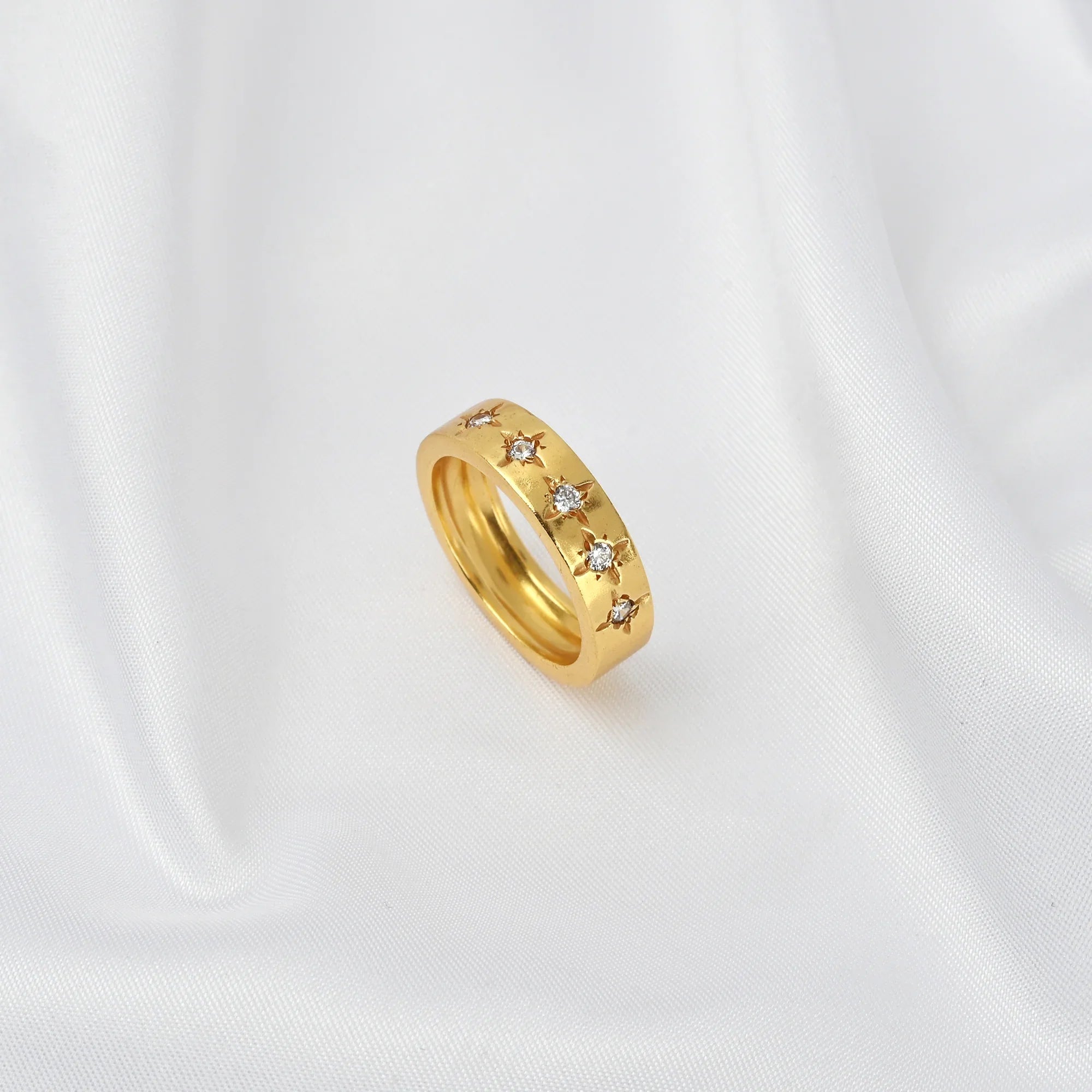 White CZ Half Eternity Band Ring - La Vitá Jewels