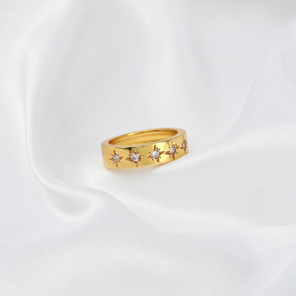 White CZ Half Eternity Band Ring - La Vitá Jewels