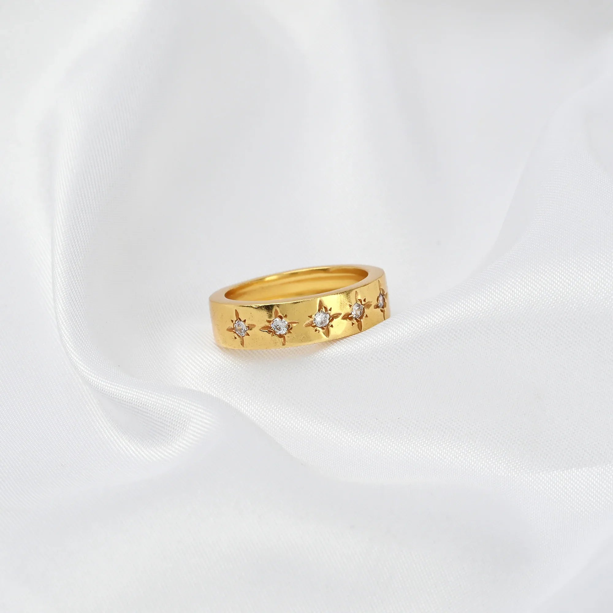 White CZ Half Eternity Band Ring - La Vitá Jewels