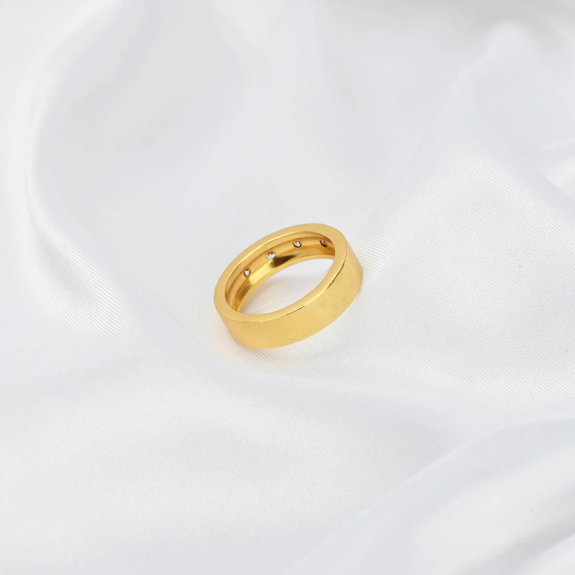 White CZ Half Eternity Band Ring - La Vitá Jewels