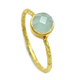 Solid 925 Sterling Silver Gold Plated Aqua Chalcedony Statement Rings, Wholesale jewelry