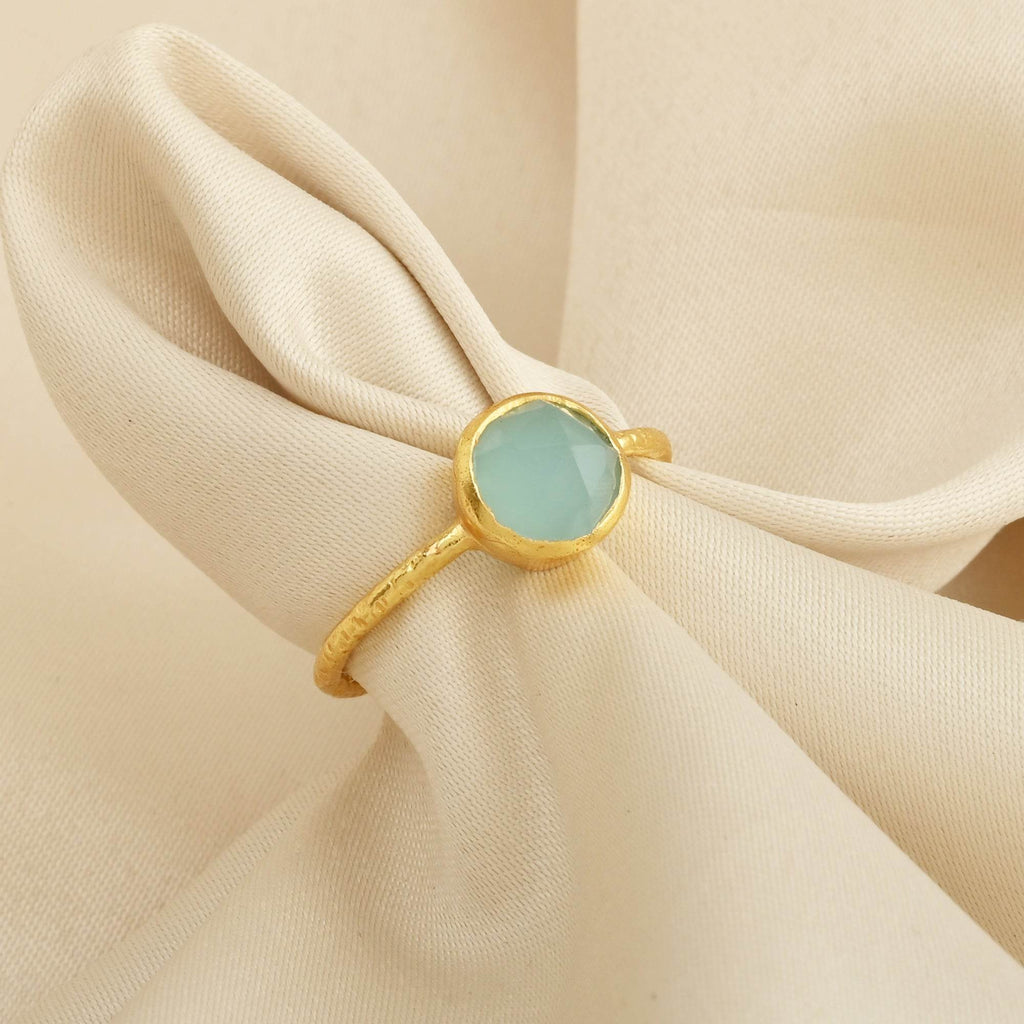 Sterling Silver Aqua Chalcedony Minimalist Rings - La Vitá Jewels