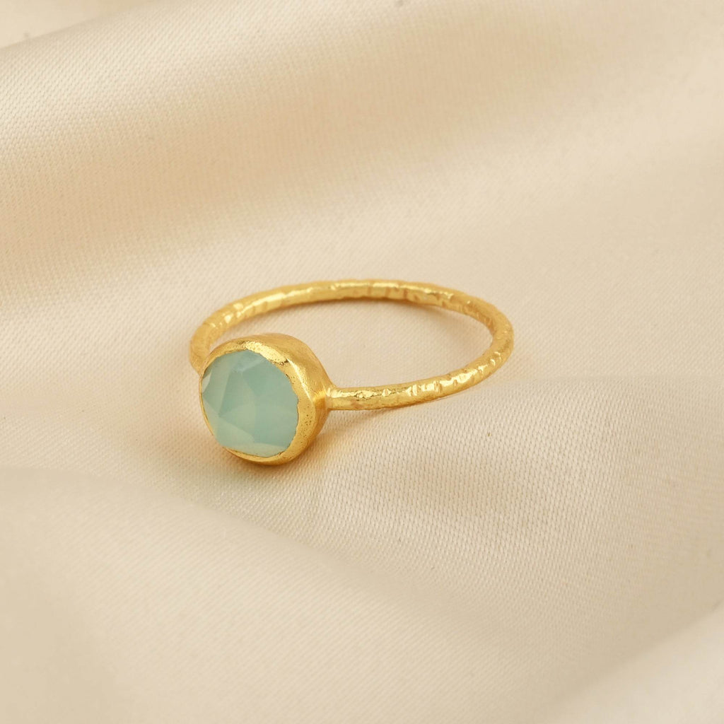 Sterling Silver Aqua Chalcedony Minimalist Rings - La Vitá Jewels