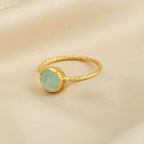 Sterling Silver Aqua Chalcedony Minimalist Rings - La Vitá Jewels