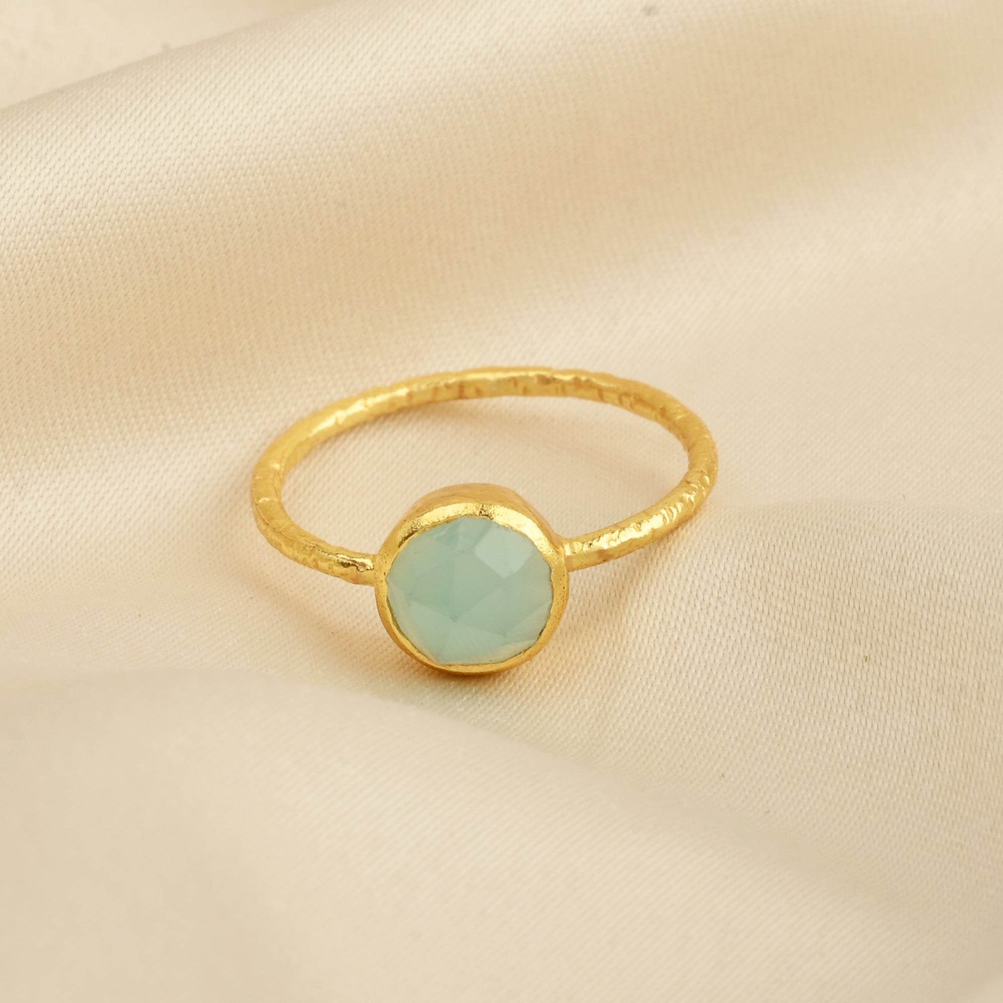 Sterling Silver Aqua Chalcedony Minimalist Rings - La Vitá Jewels