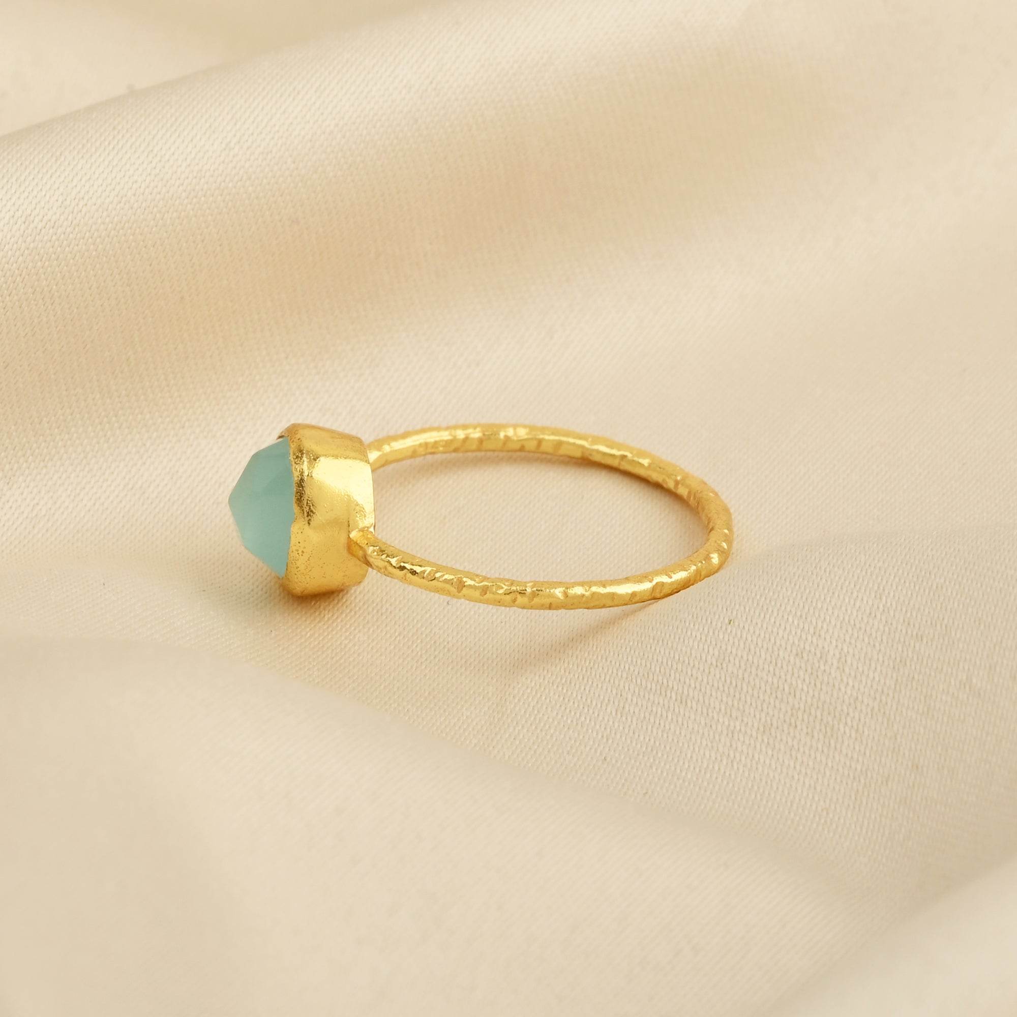 Sterling Silver Aqua Chalcedony Minimalist Rings - La Vitá Jewels