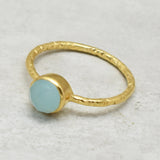 Solid 925 Sterling Silver Gold Plated Aqua Chalcedony Statement Rings, Wholesale jewelry