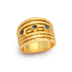 Hammered Multi Layer Labradorite Ring