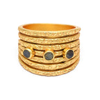 Hammered Multi Layer Labradorite Ring