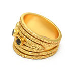 Hammered Multi Layer Labradorite Ring