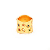 Multi Color CZ Wide Band Ring