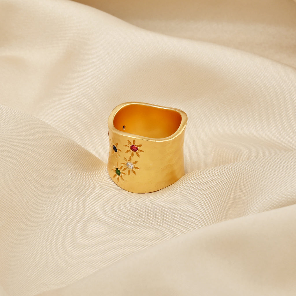 Multi Color CZ Wide Band Ring