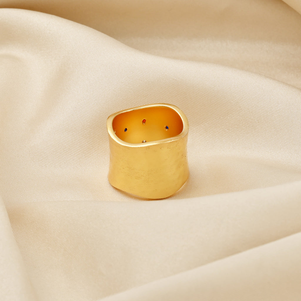 Multi Color CZ Wide Band Ring