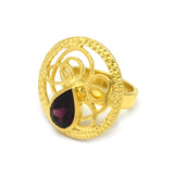 Solid 925 Silver Gold Plated Garnet Gemstone Designer Rings