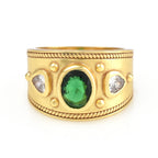 Green and White CZ Designer Ring
