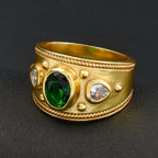 Green and White CZ Designer Ring