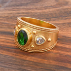 Green and White CZ Designer Ring